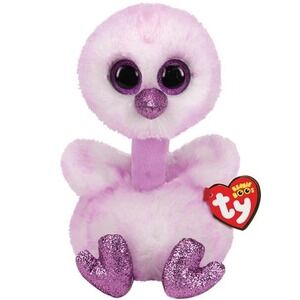 NEW TY Beanie Boos KENYA the Purple Ostrich Glitter Eyes Sitting 14.5"‎  Full 18